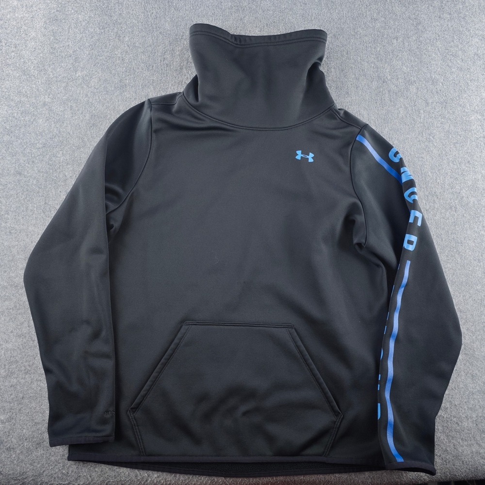 Under Armour Storm ColdGear Funnel Neck Sweatshirt Men Large Black Blue Graphic